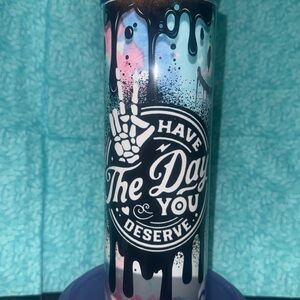 Colorful Drip Tumbler with Skeleton Design